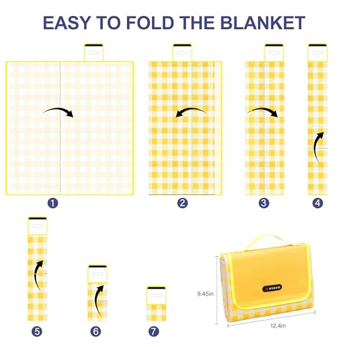 HX&OD Outdoor Picnic Blanket 80"X80" Picnic Mat Extra Large Camping Blanket Beach Blanket Foldable Waterproof Sand Mat Hik...