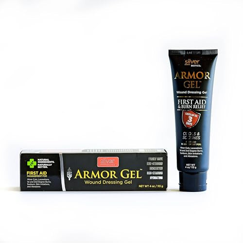 Silver Biotics Armor Gel Wound Dressing Gel | First Aid + Burn Relief 24 PPM Silver Gel | 4 oz