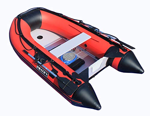 Boatify 8.9 ft Inflatable Boat Raft Dinghy Pontoon Boat with Aluminum Floor-Red