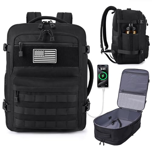 MOZETO TSA Approved Carry On Backpack, Extra Large Tactical Travel Backpack for Men, Airplane Approved Weekender Bag, Wate...