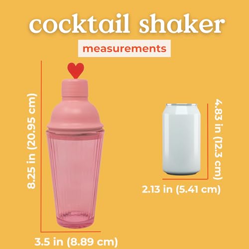 ban.do Cute Bar Set with Shaker, Strainer and Spoon, Cocktail Shaker Set, Bartender Kit, Bar Keeper Accessories, Heart