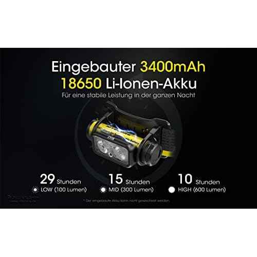 Nitecore Headlamp NU43 Lightweight USB C Rechargeable LED Head Torch 1400 Lumens 130m Beam Range Red Light for Night Vision