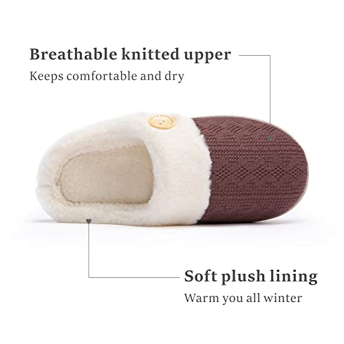Chantomoo Womens Slipper Warm Comfy Memory Foam House Slippers Knitted Shoes Faux Fur Lined Anti-Skid Rubber Sole Bedroom ...