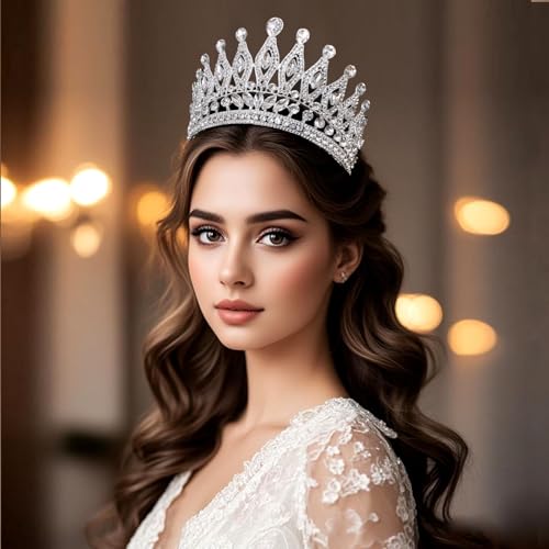 Tiaras and Crowns for Women,Wedding Tiara for Bride,Rhinestone Queen Crown,Crystal Costume Hair Accessories for Birthday P...