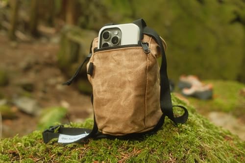 Oso Supply Co - Waxed Canvas Chalk Bag for Rock Climbing, Bouldering Chalk Bucket with Belt, Waterproof, Zippered Pocket -...