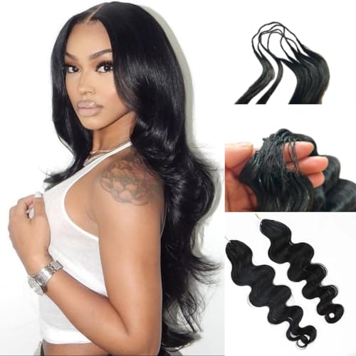 Feather Crochet Hair Pre Looped Crochet Human Hair Curly For Black Women Pre Separated Knotless Crochet Hair Human Hair Body Wave 20Inch 60g