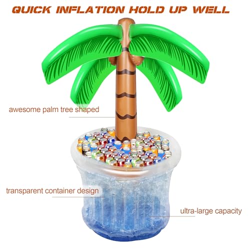 Zcaukya Inflatable Palm Tree Cooler, 60" Blow Up Palm Tree Cooler for Tropical Party Decorations, Hawaiian Party Supplies ...