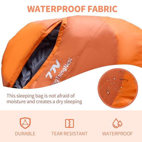 TsingTsingNest Backpacking Sleeping Bag 3 Season 20F Fill 21 Ounces of Duck Down 650Fill Power Duck Down Sleeping Bag Ultr...