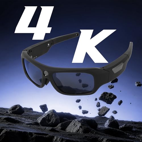 JJPOBYL 4K Sport Camera Sunglasses, 2160P FHD Sports & Action Video Cameras for Outdoor Sports (64GB TF Card Included)