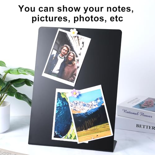 2 Pack Magnetic Board for Tabletop Magnet Bulletin Board with 2 Magnetic Pen Holders and 4 Flower Magnets 10×14 Inch Memo ...