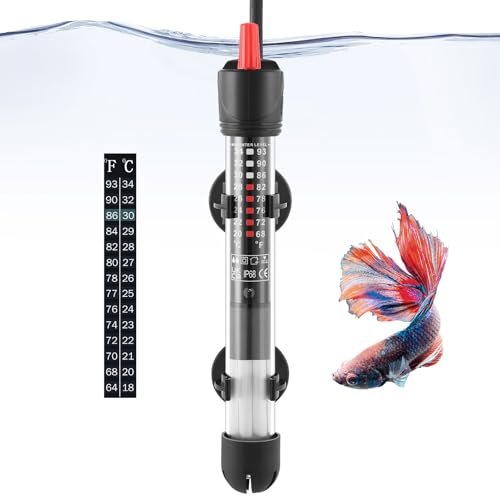 FEDOUR Aquarium Heater 50W 100W 300W, Submersible Glass Fish Tank Heater for Fresh and Salt Water (50W)