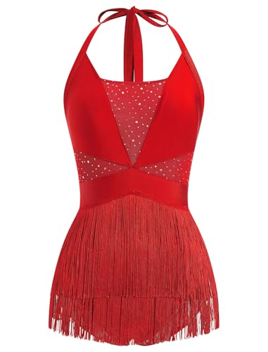 Rhinestone Fringe Bodysuit Women Tassel Latin Jazz Dance Costume Leotard Trapeze Artist Acrobat Costume Festival Rave Outfits