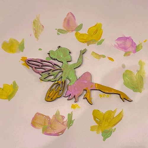 BOIKOKY 12 Pack Pre-Packaged Fairy Party Favors, Wooden Fairy Cutouts with Hanging Hole & Painting Kits for Girls, Magical...