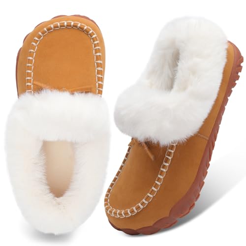 Barerun Womens Moccasin Snow Boots Warm Winter Boots Ankle Boots for Women Outdoor Fur Lined Womens Shoes Slippers