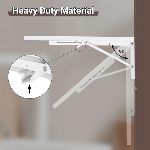 Neoaider Upgrade Wall Mounted Folding Table 31.5”L x 15.7”W, Laundry Folding Table with Heavy Duty Metal Collapsible Shelf...