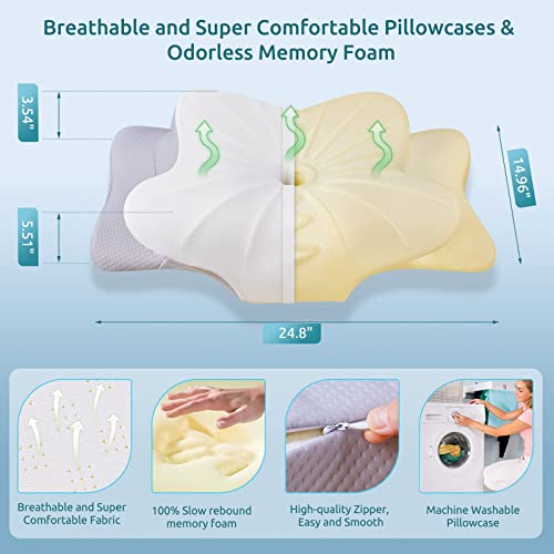 DONAMA Cervical Pillow for Neck and Shoulder,Contour Memory Foam Pillow,Ergonomic Neck Support Pillow for Side Back Stomac...