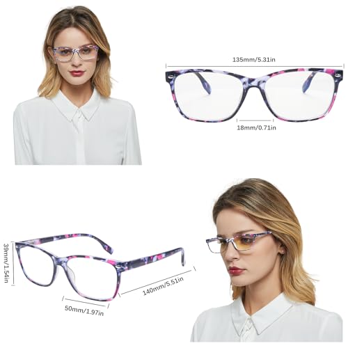 CLASAGA Progressive Multifocus Reading Glasses for Women, Pattern Print Blue Light Block Stylish Ladies Computer Readers