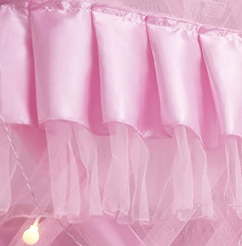 Mengersi Canopy Bed Curtains Queen Size,Bed Canopy for Girls Princess Bed Canopies Drapes Mosquito Net -Bedroom Decor,Pink