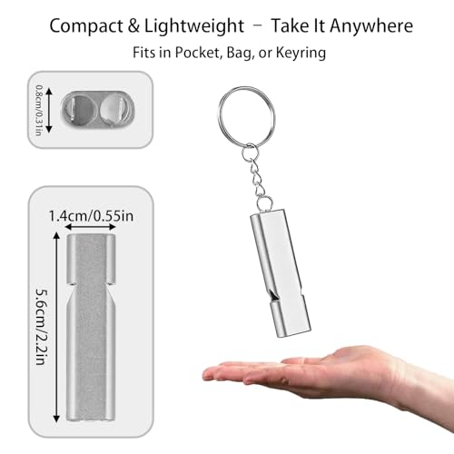 Premium Extra Loud Whistles for Camping Hiking Hunting Outdoors Sports and Emergency Situations, Sturdy but Light Aluminiu...