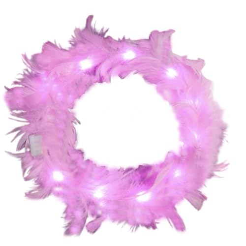 LEEMASING LED Feather Wreath Crown Headband Light-Up Angel Halo Headband For Wedding Christmas Halloween Valentine's Day (...