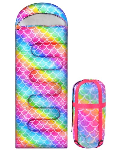 Ausletie Camping Sleeping Bag for Kids Girls Boys,3 Season Warm Sleeping Bag Waterproof Portable for Outdoors Traveling,Ca...