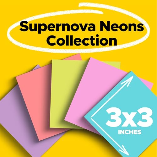 Post-it Super Sticky Notes, 24 Sticky Note Pads, 3 x 3 in., Ideal for Organization in Your Dorm, Home or Office, 2X The St...