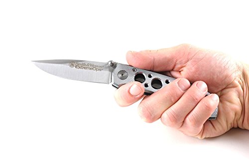 Smith & Wesson Extreme Ops CK105H 7.3in S.S. Folding Knife with 3.2in Drop Point Blade and Aluminum Handle for Outdoor, Ta...