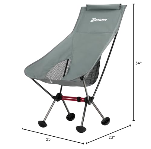 EGGORY Portable Outdoor Folding Chairs, Ultralight Folding Camping Chairs for Backpacking Hiking Travel with Storage Bag