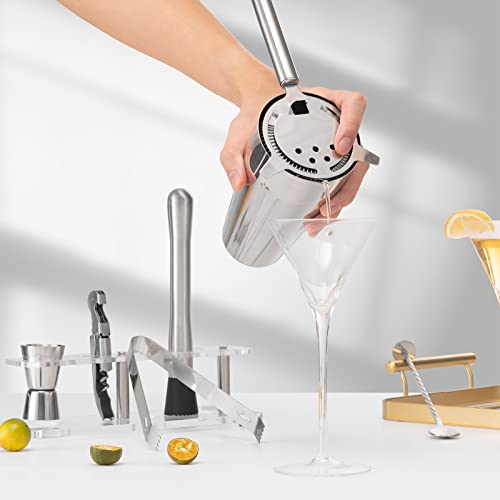 Btuqbu Cocktail Shaker Set with Arcylic Stand, Mixology Bartender Kit for Drink Mixing | Mixology Set with 7 Bar Set Tools...