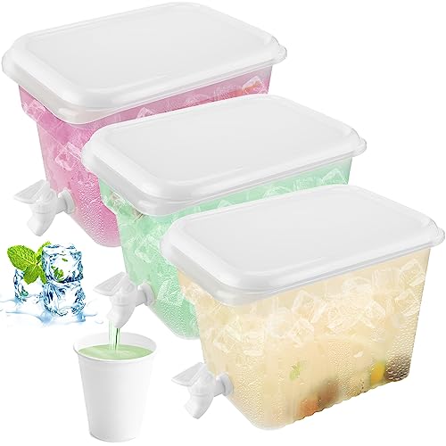 Mumufy 3 Pcs 1.32 Gallon Plastic Drink Dispensers for Parties Beverage Dispenser with Spigot for Fridge Christmas Party Su...