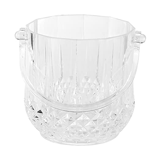 Plastic Ice Bucket, Household 1.8L Transparent Acrylic Ice Bucket with Carry Handle Champagne Wine Beer Drinks Cooler for ...