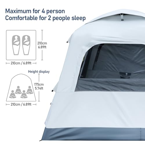 Quick Setup Tent,Automatic Inflatable Camping Tent,Easy Set up 3-4 Person Glamping Outdoor 4 Season Air Blow Up Tents, Rai...