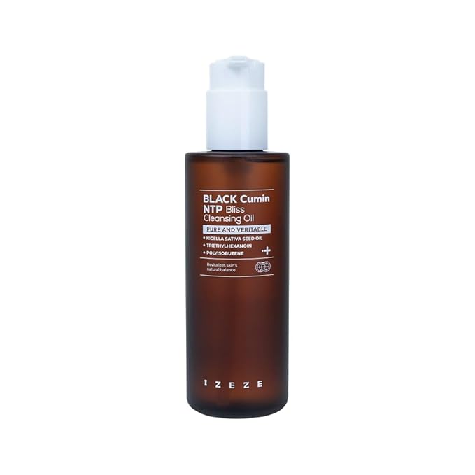 IZEZE Black Cumin NTP Bliss Cleansing Oil 6.76 fl.oz, 200ml | Waterproof Makeup Remover, Blackheads and Sebum Care, Deep Cleansing, Thymoquinone, Nigella Sativa Seed Oil For Skin Health