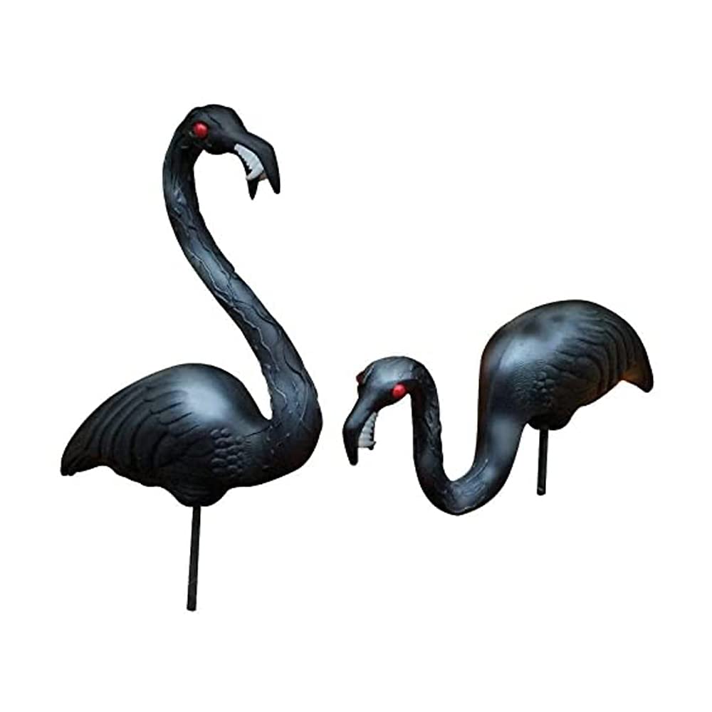 Union Products 62363 Outdoor Original Iconic Featherstone Weather Resistant 24 Inch and 34 Inch Zombie Flamingo Yard Lawn Ornaments, Set of 2, Black