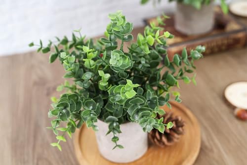 Der Rose 3 Pack Mini Potted Fake Plants Artificial Plastic Eucalyptus Plants Centerpieces for Table Home Office Desk Acces...