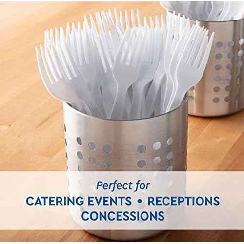 Member''s Mark Heavyweight White Plastic disposable (Spoons, Forks,Knives) Great for home, office and picnics (Forks)