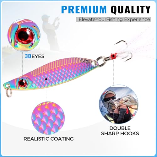 PLUSINNO Fishing Lures Spinner baits for Bass - 16/32 pcs Spinner Lures Kit with Portable Carry Bag, Hard Metal Spinner Ba...
