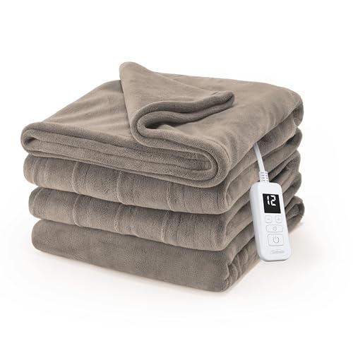 Sunbeam Electric Royal Luxe Microplush Heated Blanket, 12 Heat Settings, 12-Hour Auto Shut-Off, Fast Heating, Warm & Cozy,...