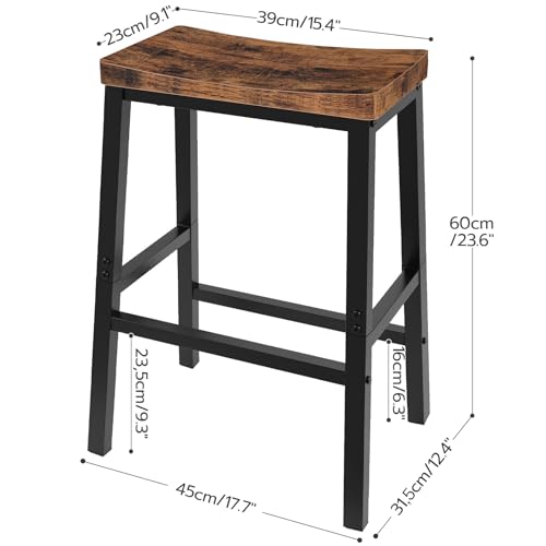 HOOBRO Bar Stools, Set of 2 Bar Chairs, 23.6 Inch Saddle Stools, Kitchen Counter Seat with Footrests, Industrial Barstools...