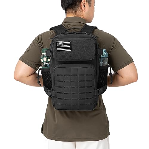 QT&QY 25L/45L Military Tactical Backpack For Men Molle Daypack 3 Day Bug Out Bag Hiking Rucksack With Bottle Holder