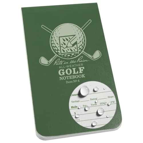 Rite in the Rain All Weather Golf Notebook, 3.5" x 6", Green Field Flex, Club Yardage Book & Hole Notes (No. 4)