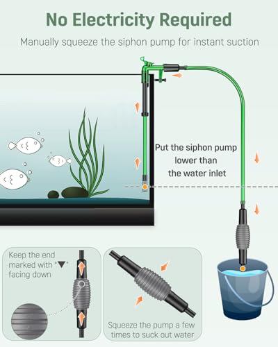Pawfly Aquarium Water Changer Kit, Fish Tank Siphon Vacuum Cleaner with 6 Feet Long Hose and Extendable Tubing Manual Aqua...