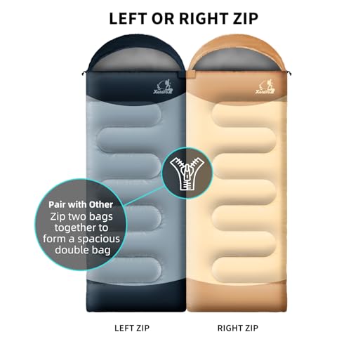 Xelaro Sleeping Bags for Adults Kids - 3 Season Cold&Warm Weather Waterproof Camping Sleeping Bags - Lightweight Sleeping ...