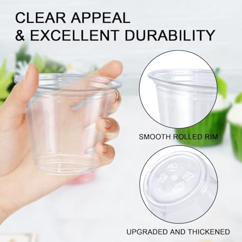Lamosi 100 Pack 9 oz Clear Plastic Cups, Disposable Cups Wine Cocktail Punch, Sturdy & Food Safe Plastic Cup for Party & W...