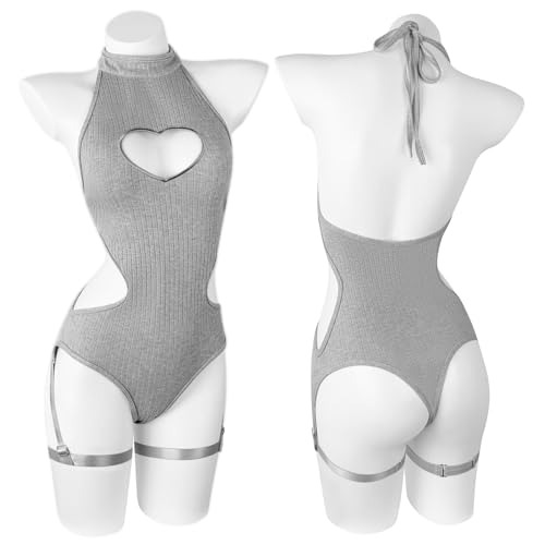 KORURACLUB women's black lingerie backless bodysuit corset top sexy bodysuit