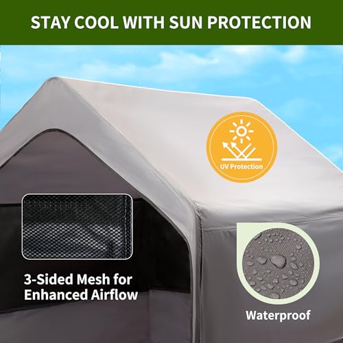 Extra Large Outdoor Dog Tent Replacement Canopy, Big Dog Shade Shelter with Three-Sided Breathable Mesh Windows 4'x 4'x 3....
