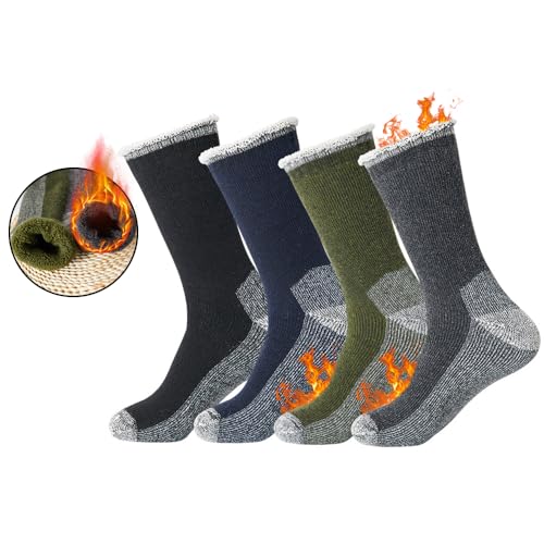Merino Wool Hiking Socks Thermal Warm Crew Winter Boot Sock for Men & Women, Thick Outdoor Trekking Wool Socks, 1 Pair