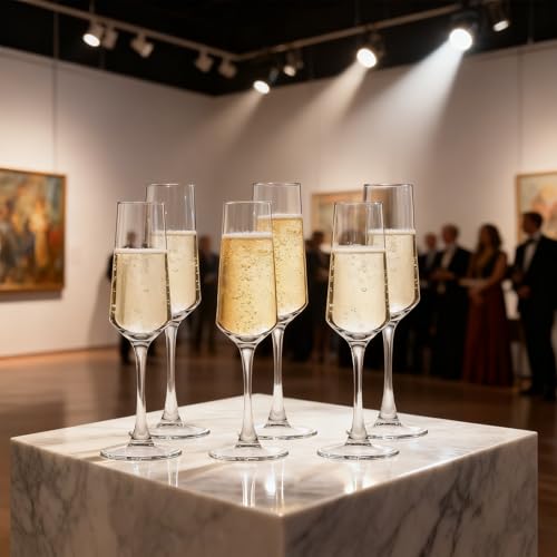 Dylvan 6PCS Elegant 6.9 Ounce Glass Champagne Flutes Set for Birthdays Weddings Christmas, Clear Champagne Glasses Perfect...