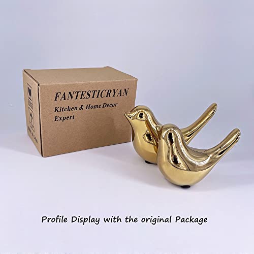 FANTESTICRYAN Small Birds Statues Gold Home Decor Modern Style Figurine Decorative Ornaments for Living Room, Bedroom, Off...