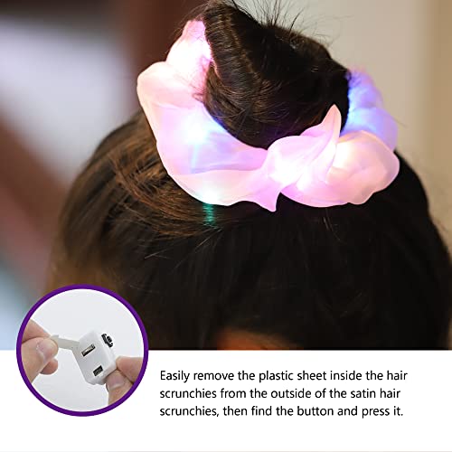 9 Pcs Light Up White Scrunchies, 3 Light Modes Halloween Led Hair Tie, Light Scrunchy for Girls, Glow Bands Ponyair Htail ...